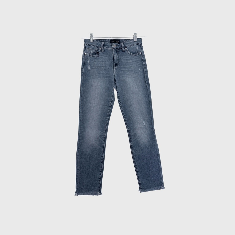 Lucky Brand Jeans Womens 2/26 Blue Distressed Raw Hem Straight Leg